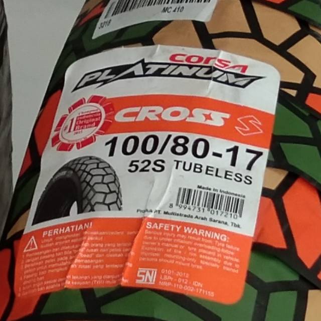 Ban Corsa 100/80-17 CROSS-S