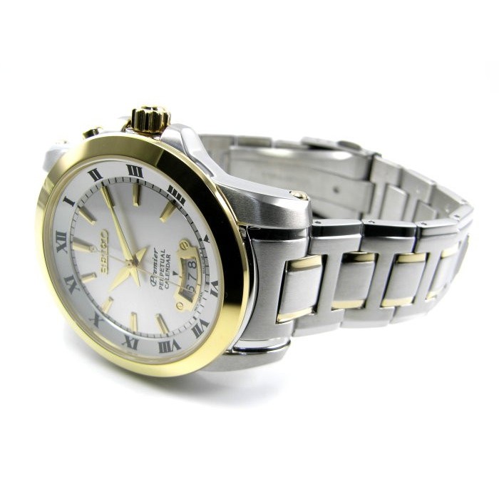 Seiko Premier SNQ148P1 Perpetual Calendar Two Tone - Jam Pria SNQ148