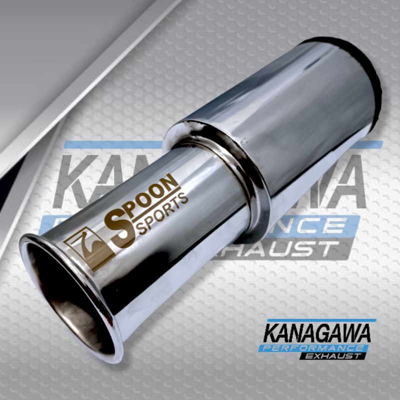 Knalpot Racing Mobil SPOON Sports Chrome Bass Adem Bulat Empuk