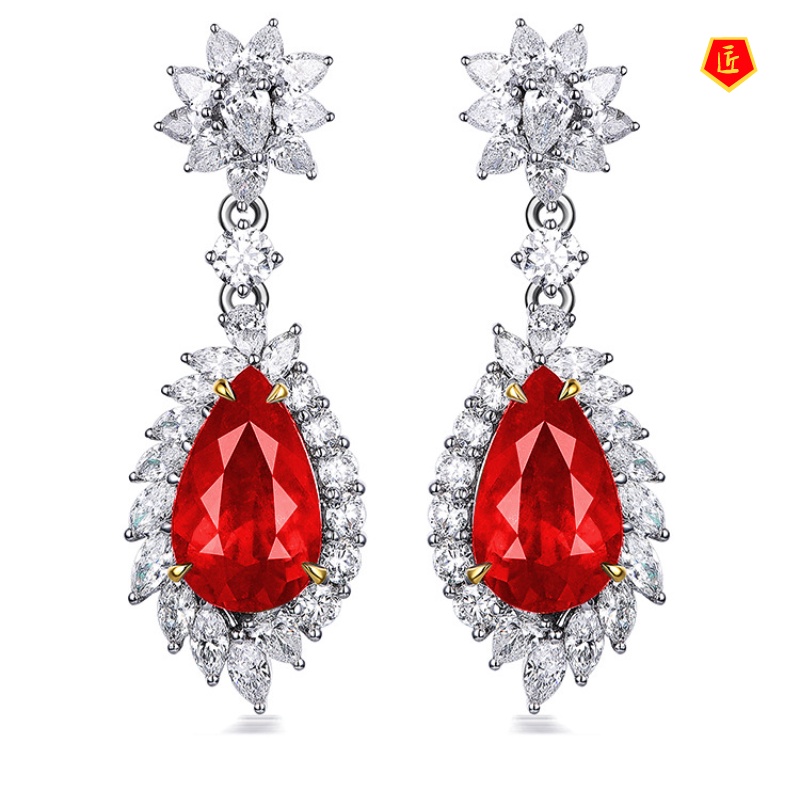 [Ready Stock]Luxury Fashion Colored Gems Earrings Exaggerated