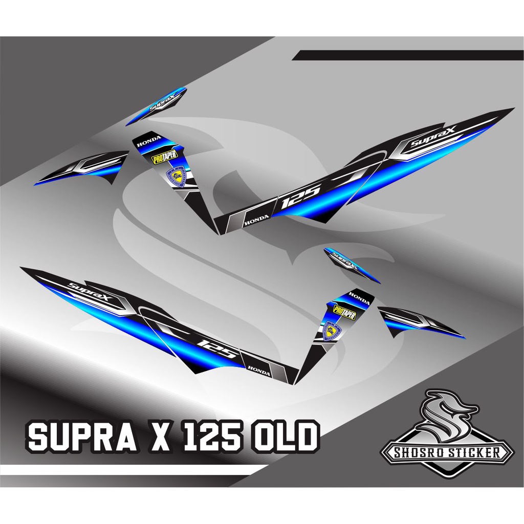 MOTIF LIS (COD) STIKER STRIPING VARIASI BUAT BODY MOTOR HONDA SUPRA X OLD 125 MOTIF BIRU HITAM VARIA