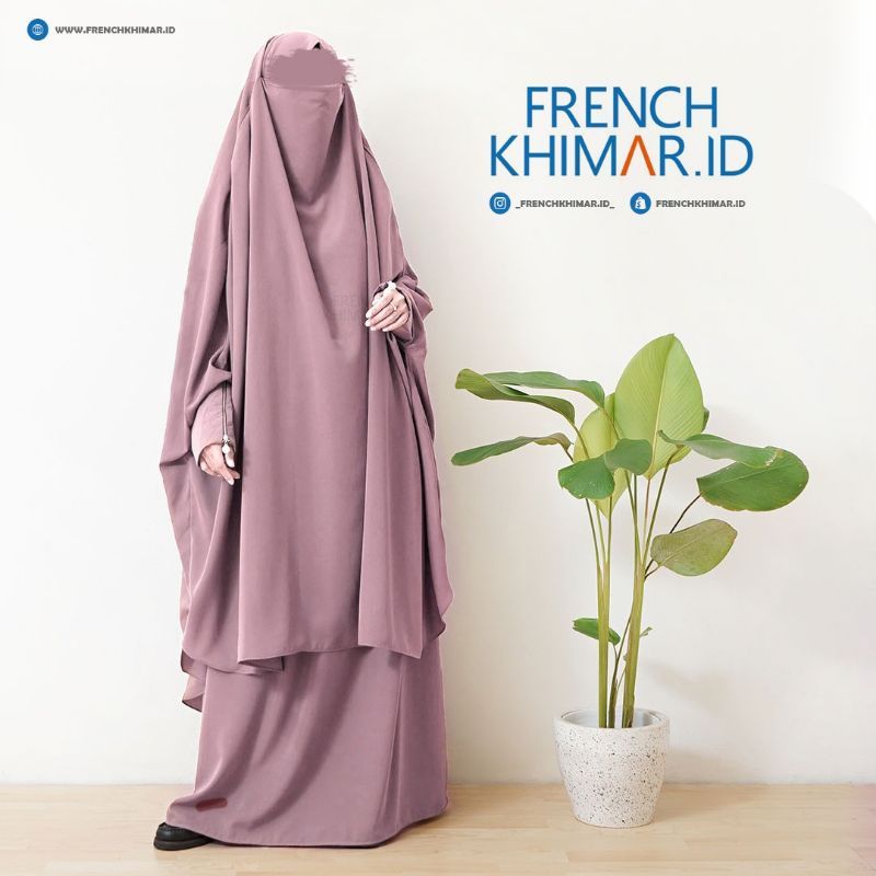 Rifa - French Khimar Set Rok Manset Gold Zipper Mutiara