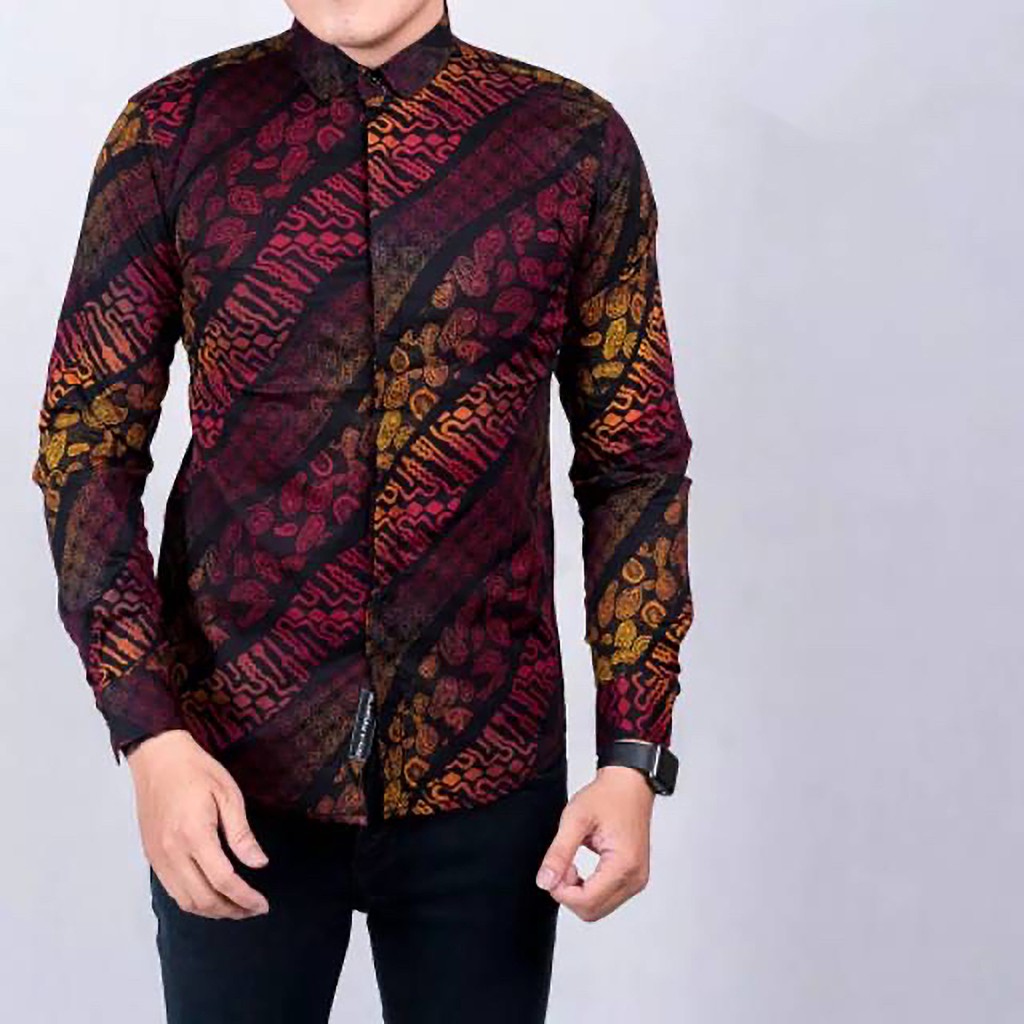 DGM Fashion   New Arrival Distro Batik Pria Bordir Sogan Batikaf Notoarto Batik Ipnu-Ippnu Hem Pria-MERAH 5815
