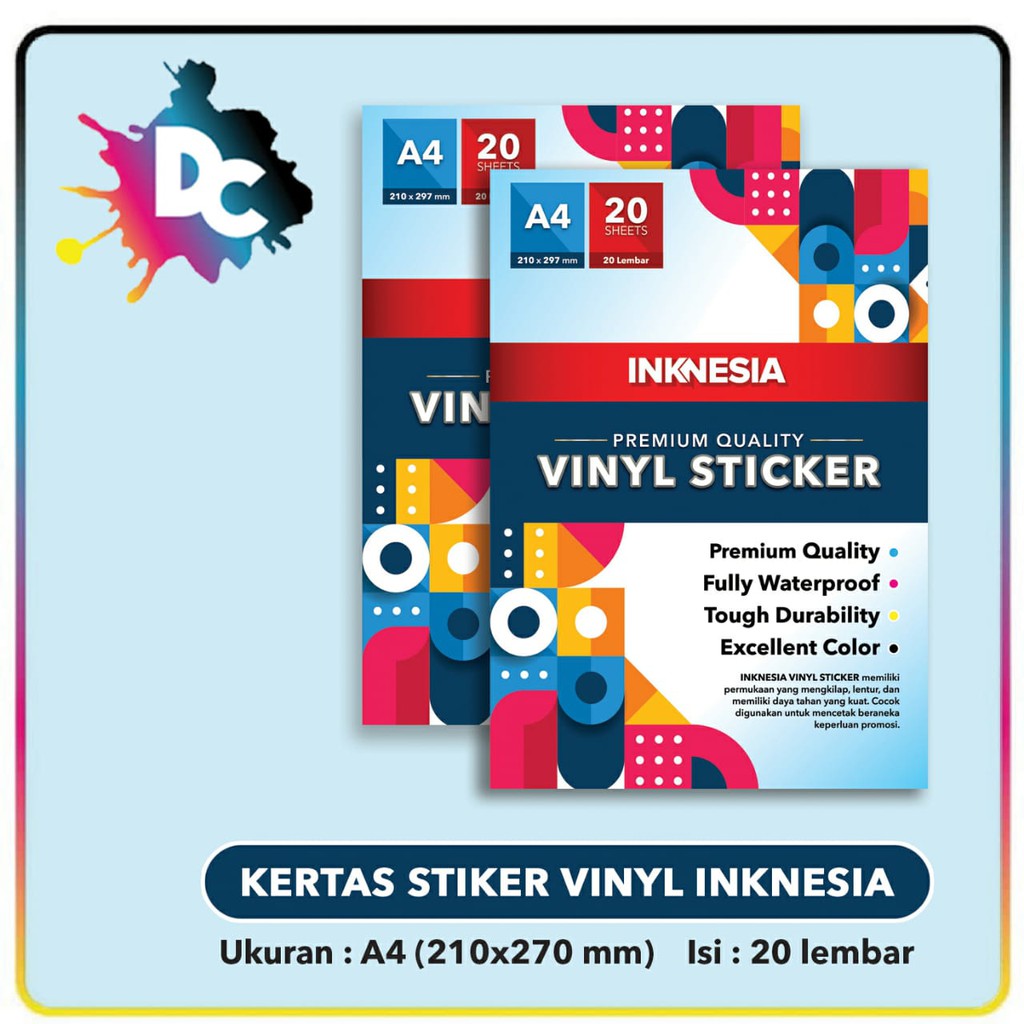 Kertas Sticker Vinyl Glossy A4 isi 20 lembar / Stiker Mengkilap