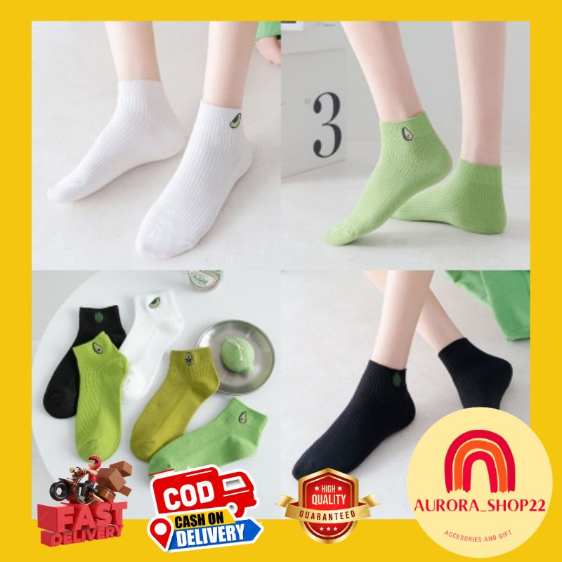 [COD] Kaos Kaki Garis Motif Alpukat Lucu Cute Import Kaos Kaki Pendek Wanita Kaos Kaki Katun Import