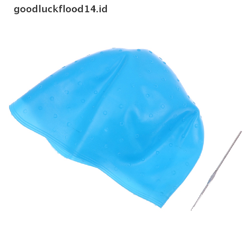 [OOID] Blue Silicone Hair Highlights Cap With Needle Coloring Cap Hat Styling Tools ID