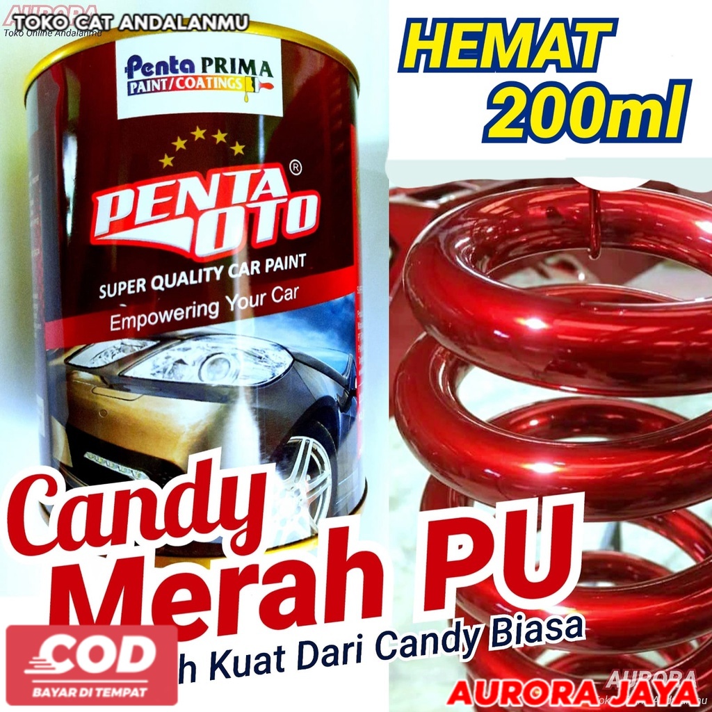 Cat Candy Tone Merah PU Penta Oto 200 gram Candytone Transparan Candy Red Mera Cat Motor Mobil 200 m