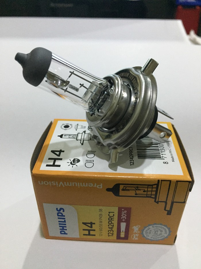 Bohlam, Lampu Halogen Depan Mobil H4 60/55W Philips Premium Vision (Asli)