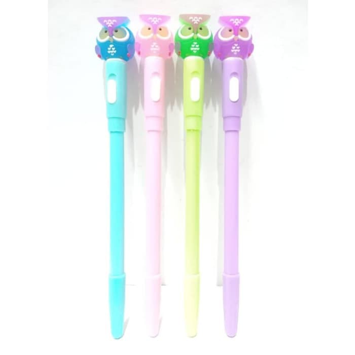 

Pulpen Bolpen Lampu Kepala Owl Buring Hantu Alat Tulis Gel Hitam 0.5mm -