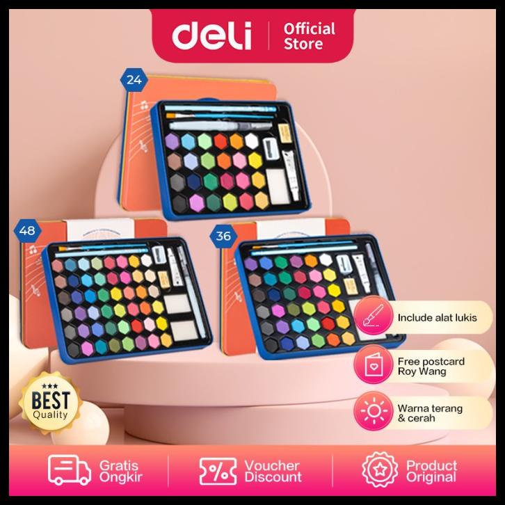 

Deli Solid Watercolor Paint / Set Cat Air Padat Warna Terang 73936-X