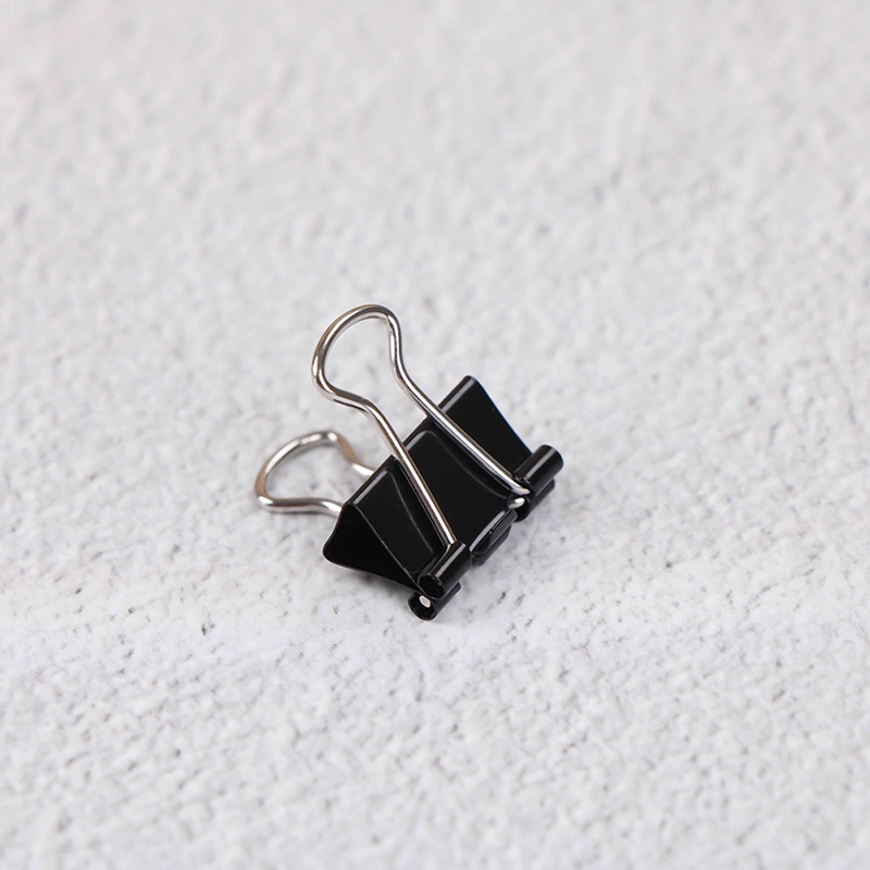 {LUCKID}12Pcs Black Metal Binder Clips File Paper Clip Photo Stationary Office Supplies