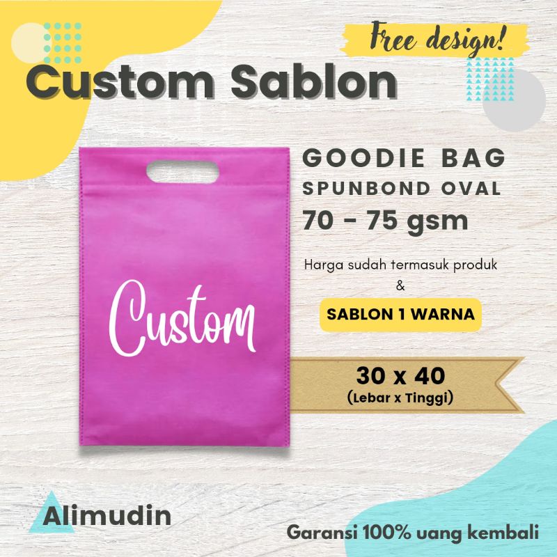

Goodie Bag Oval 30 x 40 Tas Spunbond Custom Sablon