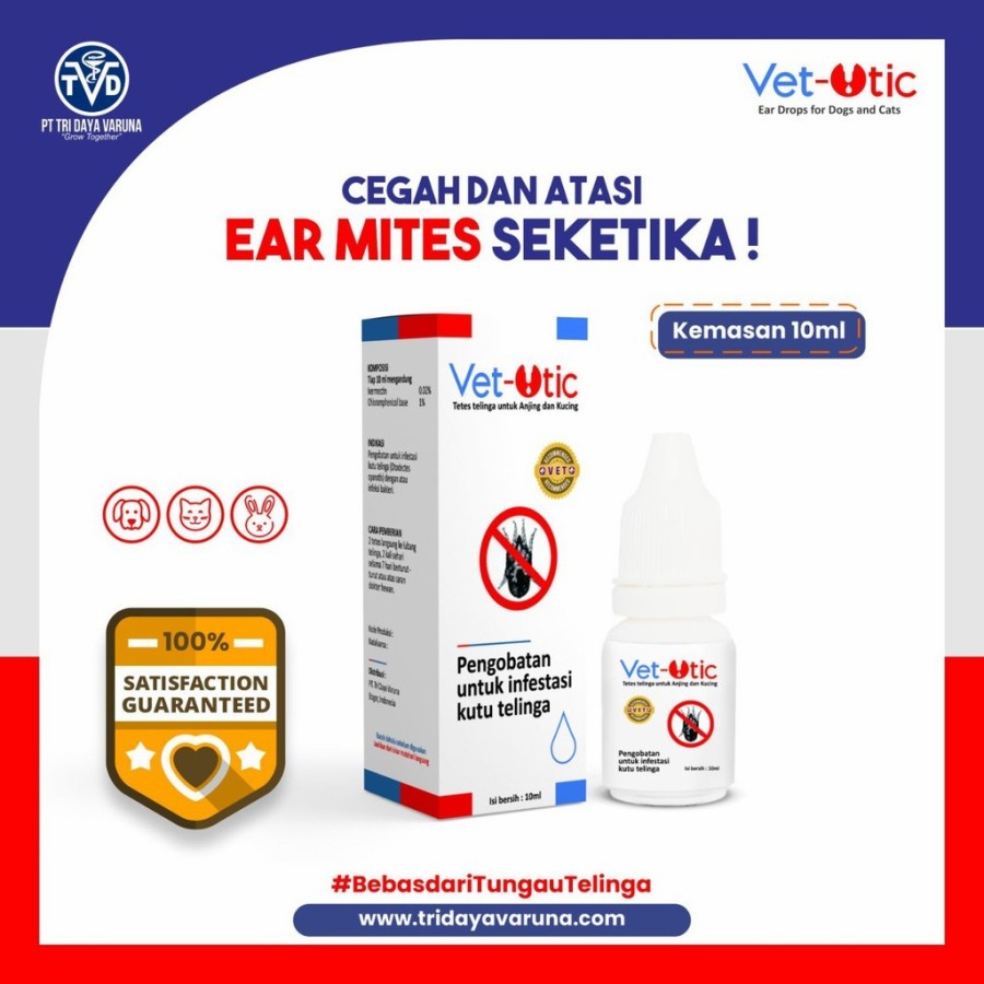 VET OTIC OBAT EAR MITES KUCING, ANJING DAN KELINCI / OBAT KUTU TELINGA