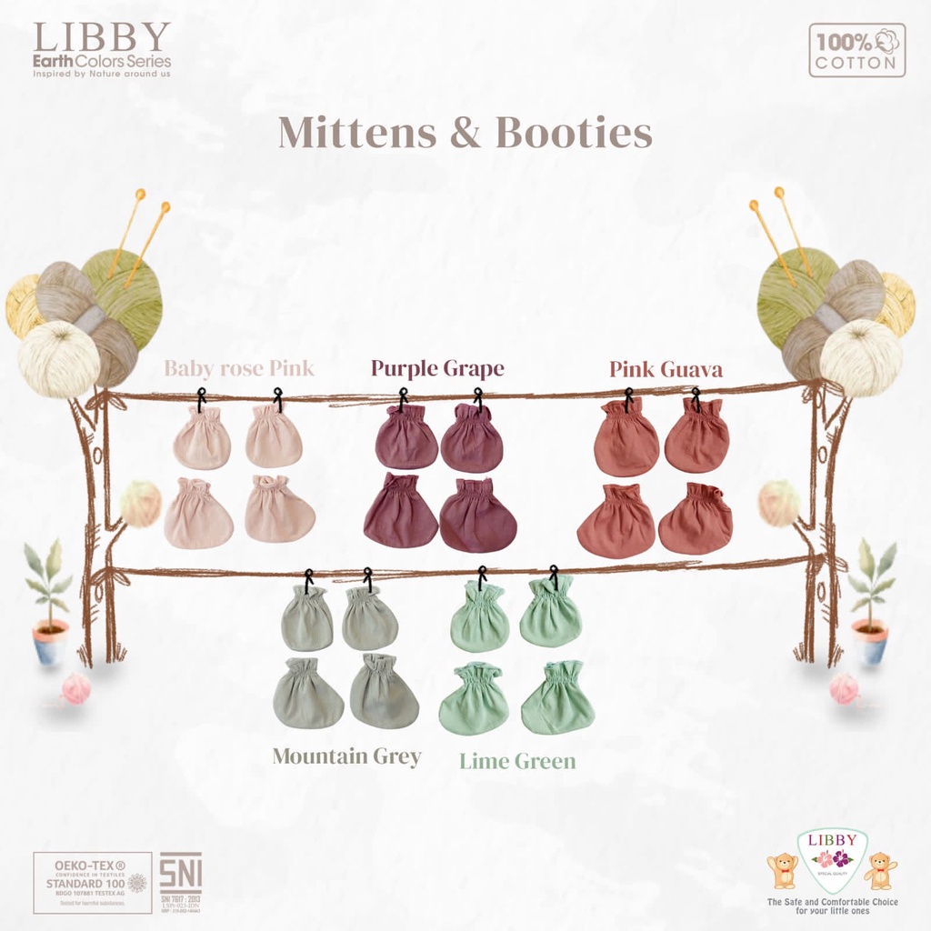 LITTLE PALMERHAUS Mittens Sarung tangan dan Booties Bayi Palmerhaus Libby Boboko Premium