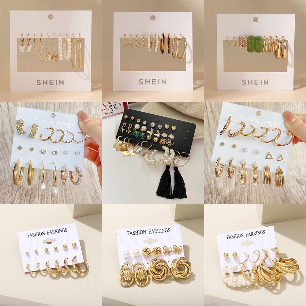 AY(CN) Retro Pearl Tassel Hoop Earring Fashion Butterfly Stud Earrings Jewelry Accessories