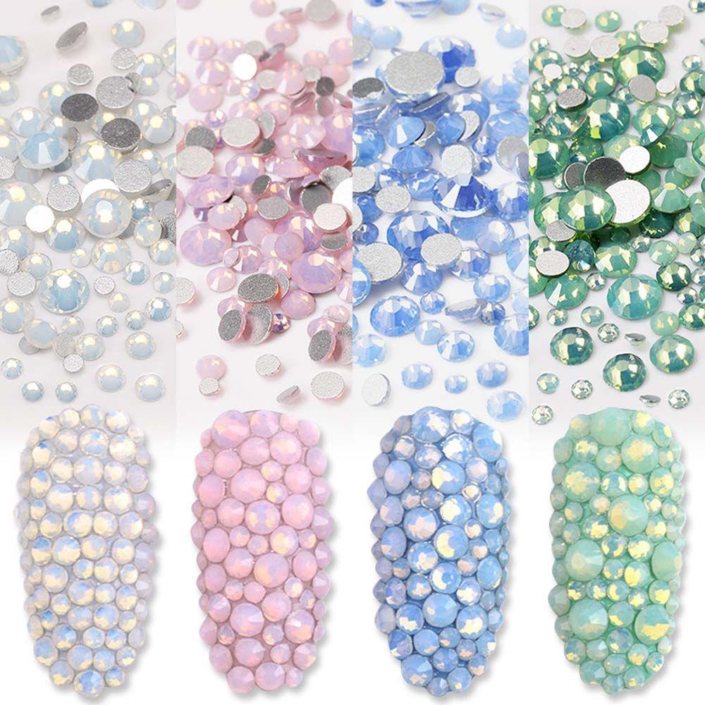 Mxbeauty Dekorasi Nail Art 3D Tips Kuku Halus Manikur Aksesoris Warna Campur Shiny Nail Jewelry Nail Rhinestones