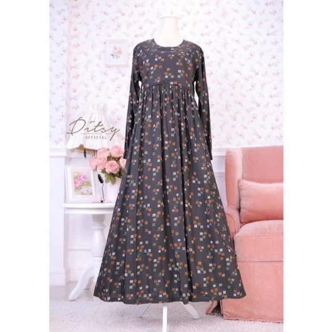 NIGHTGOWN DITSY AMAIA MOCCA NAVEEN CHARCOAL PIANNURA BUTTERNUT L NAWWAF SIZE S