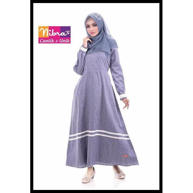 Gamis Cantik Nibras NS 13 Biru Baju Wanita Terbaru Gamis Terbaru
