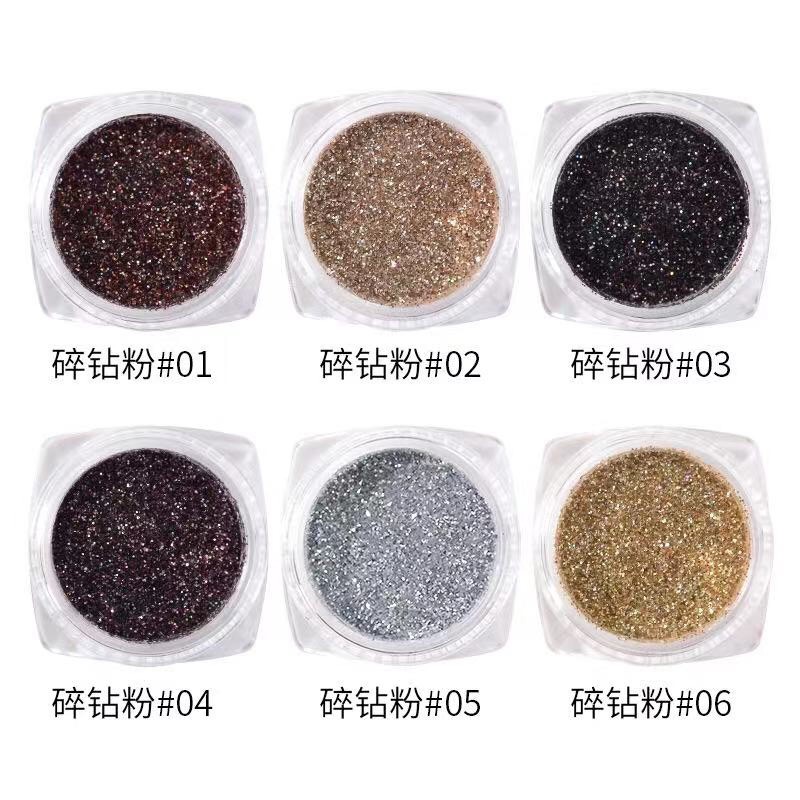 GLITTER 6 WARNA BROWN CHOCO SILVER CRYSTAL AB MENGKILAP GLITER NAILART GOOD QUALITY SHINE SUPER