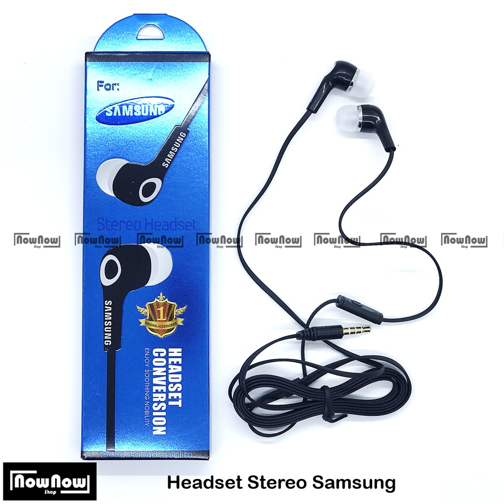 Headset Earphone Handsfree Stereo Samsung Hitam Ace Grand Young Core S4 S5 S6 S7 Note 2 3 4 5 8 A3