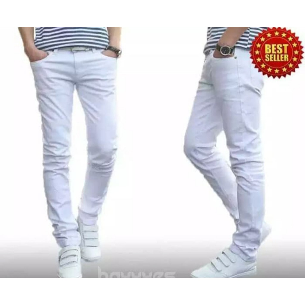 Celana Panjang Casual Jeans Levis Denim Pria Slim Fit Skinny Terbaru Distro Murah Putih