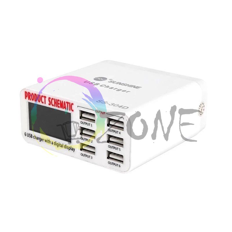 USB ADAPTOR SMART CHARGER SUNSHINE SS-304D 6 PORT USB
