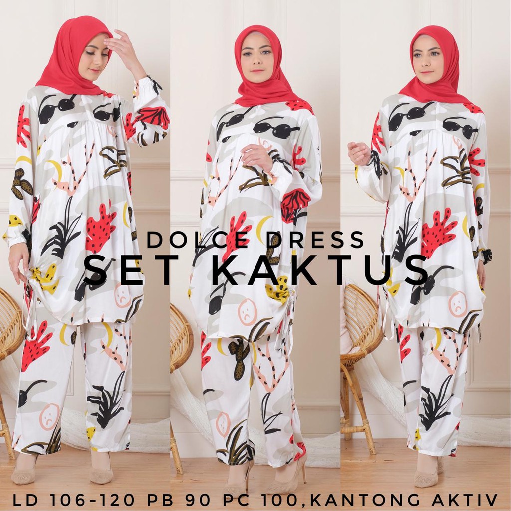 New Piyama Arab Ori Setelan Kaktus Jumbo By Dolce Dress