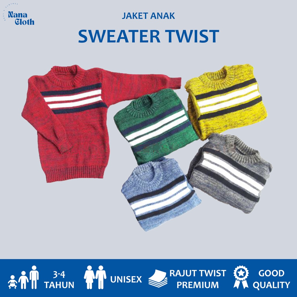 Sweater Anak Laki Laki Perempuan Umur 3-4 Tahun Sweater Rajut Anak Twist Sweater Anak Lengan Panjang