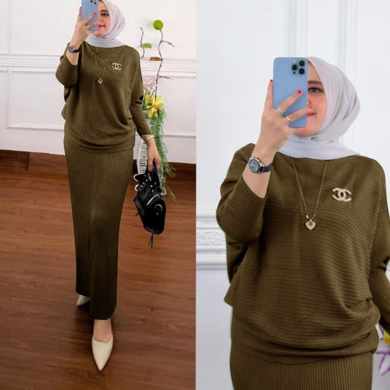 O2 Fashion / Megan set knit / bisa cod / stelana bahan knit impot halus dan adem