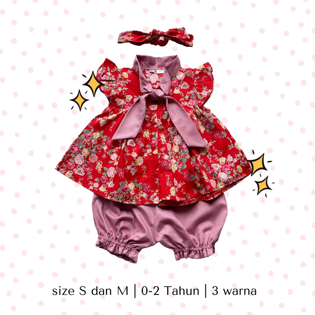 setelan katun jepang anak fashion baby newborn balita perempuan cewek 1-2 tahun 0-12 bulan ANGEL ROSE SET