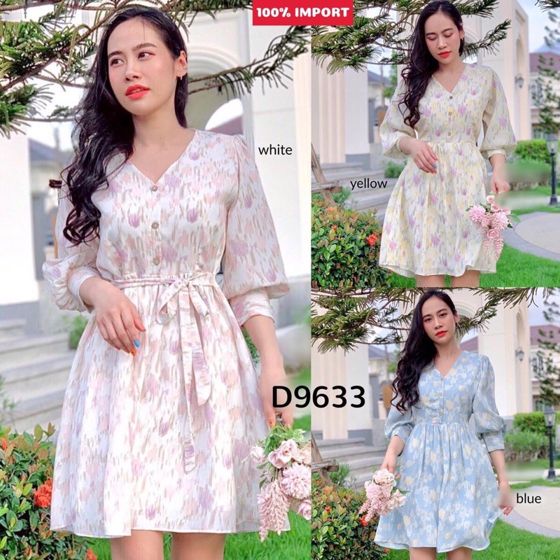 D9633 Joyful 7 Per 8 Puffy Sleeve Dress