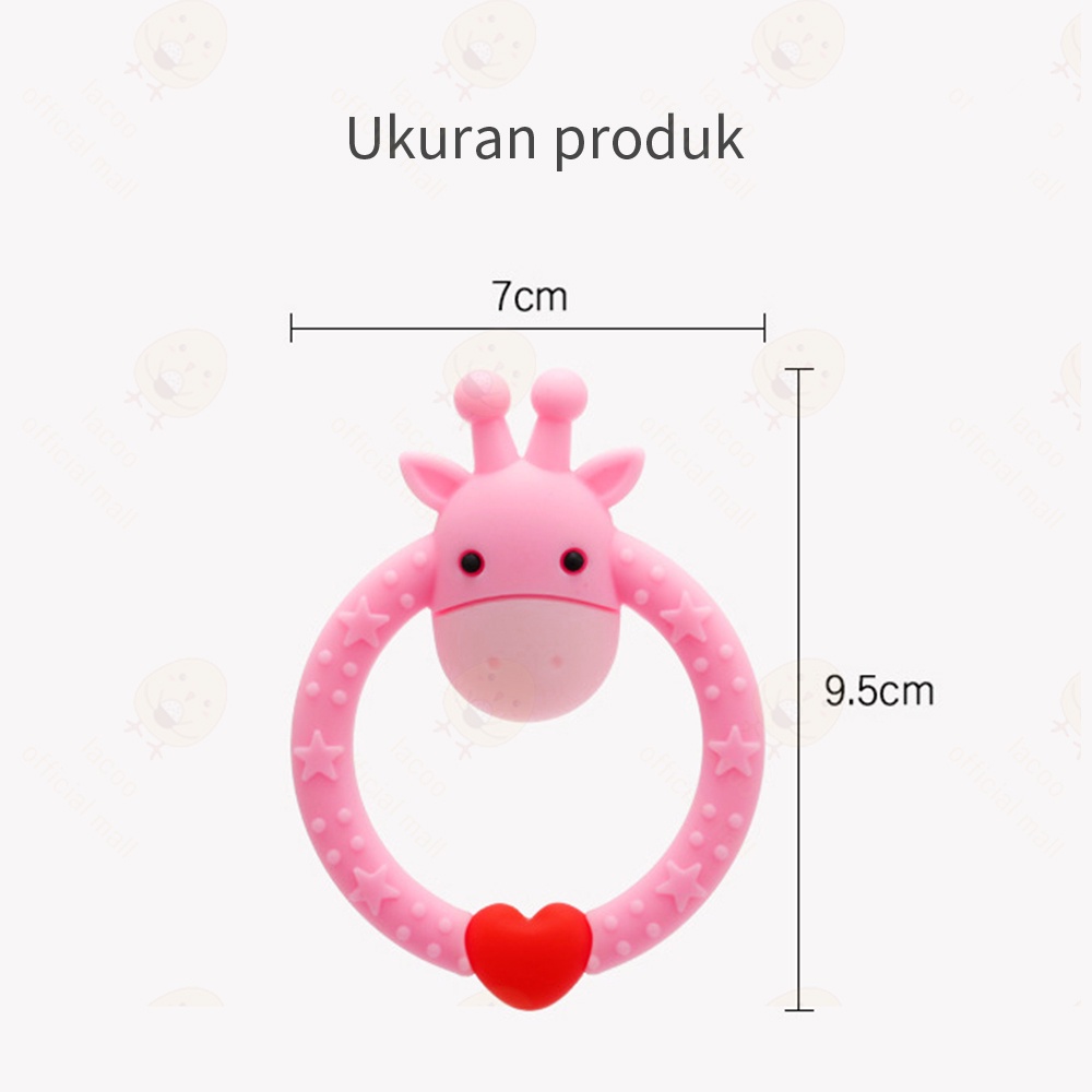 Lacoo Teether bayi silikon mainan gigitan bayi bentuk jerapah