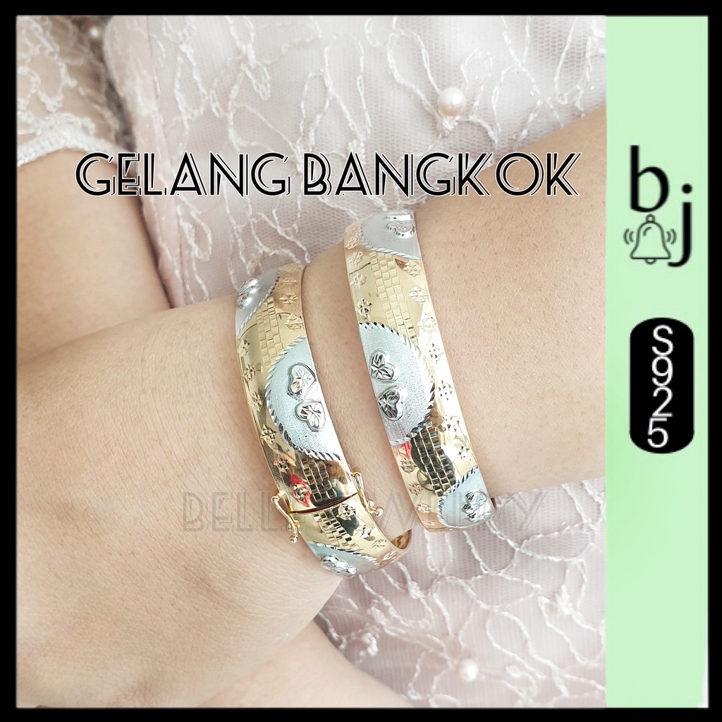 Gelang Dewasa Bangle Perak Dubai Asli Silver 925 Anti Karat Dan Luntur Lapis Emas Mas Kuning Variasi