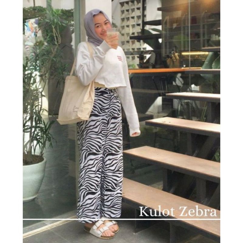 KULOT ZEBRA || KULOT HIGHWAIST RAYON || KULOT KANCING || KULOT ANIMAL