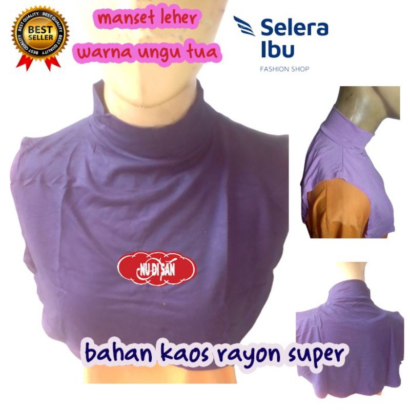 manset leher tinggi premium kaos rayon super warna ungu tua