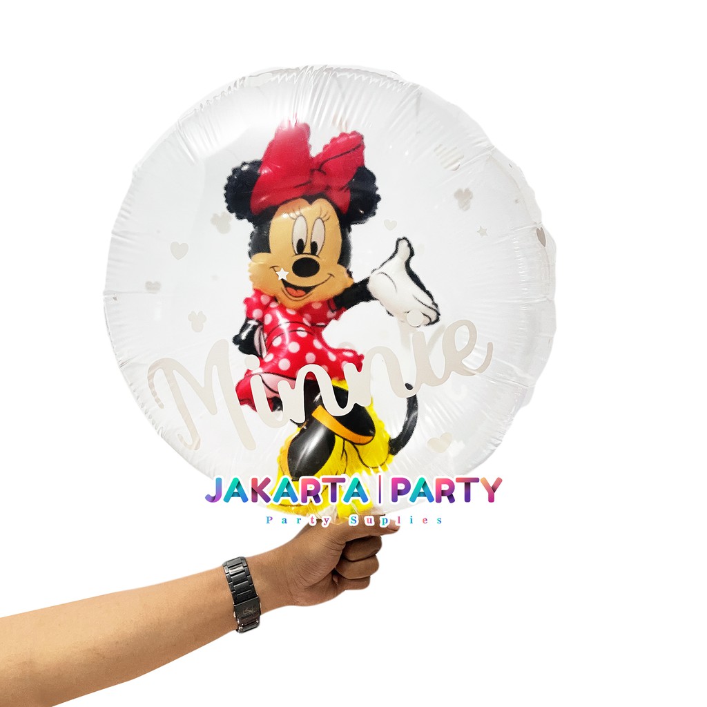 Balon Bulat Transparan Minnie Mouse / Balon Minnie Transparan