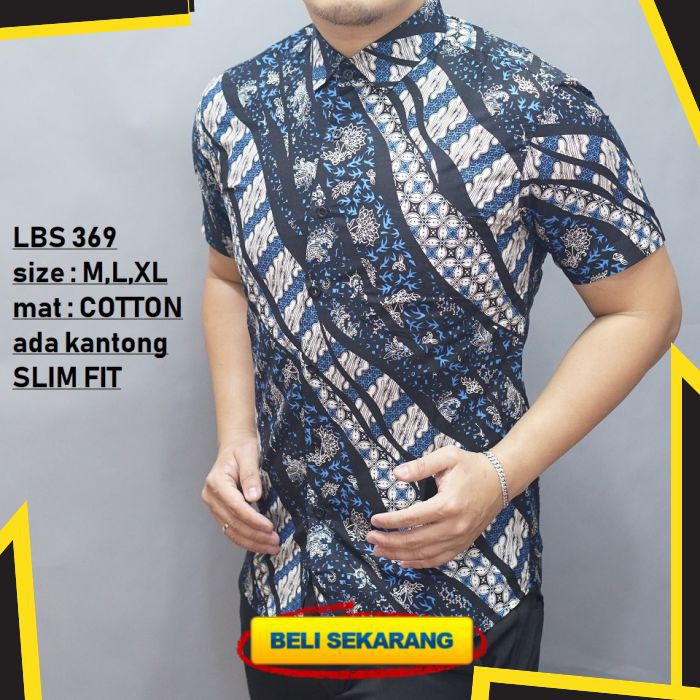 KEMEJA BATIK PRIA SLIM FIT LENGAN PENDEK BAJU BATIK PRIA SLIM FIT LUIGIBATANILBS369