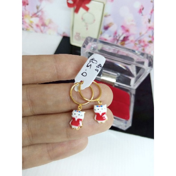 Anting Lingkaran Anting Bulat Gipsy Emas Asli Motif Hello Kitty Terbaru Anting Emas Kuat Untuk Anak 