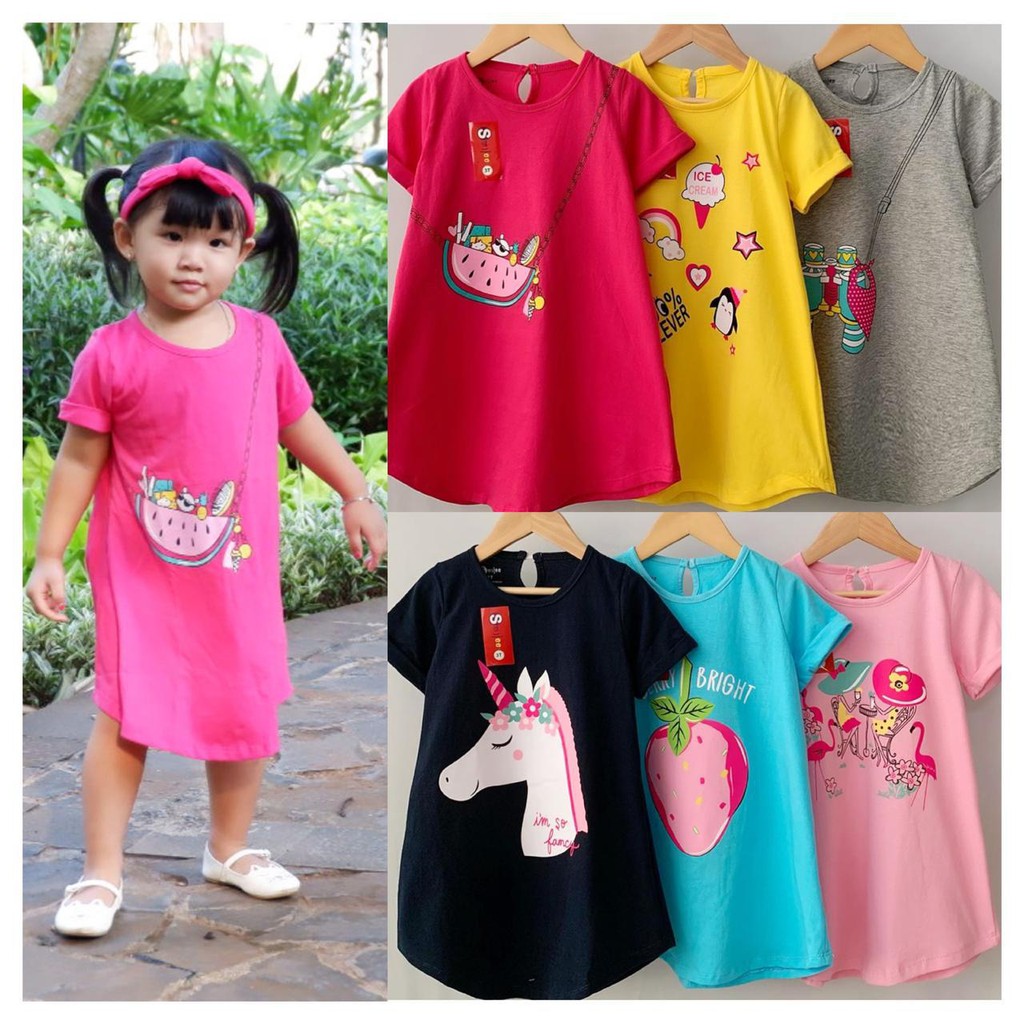 Dress Smilee Sablon 1-5 Tahun Kaos Pakaian Anak Perempuan Home Dress Original Super Premium Terlaris Termurah