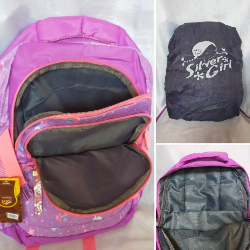 Tas ransel backpack anak perempuan alto silver girl free rain cover