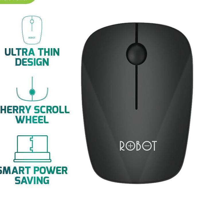 Mouse Wireless ROBOT M220 2.4GHz Optical 1600DPI dengan