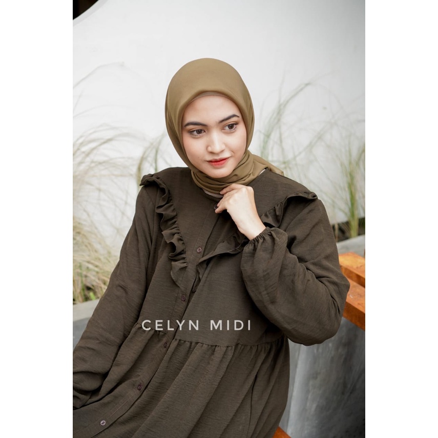 celyn midi polos/gamis busui/gamis polos/gamis premium/COD/BE