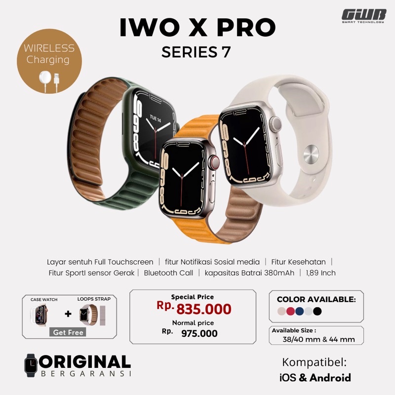 New BERGARANSI IWO X PRO PRO WIRELESS CHARGER( BISA TELEPON DAN ANGKAT TELEPON )SMARTWATCH SHASHA