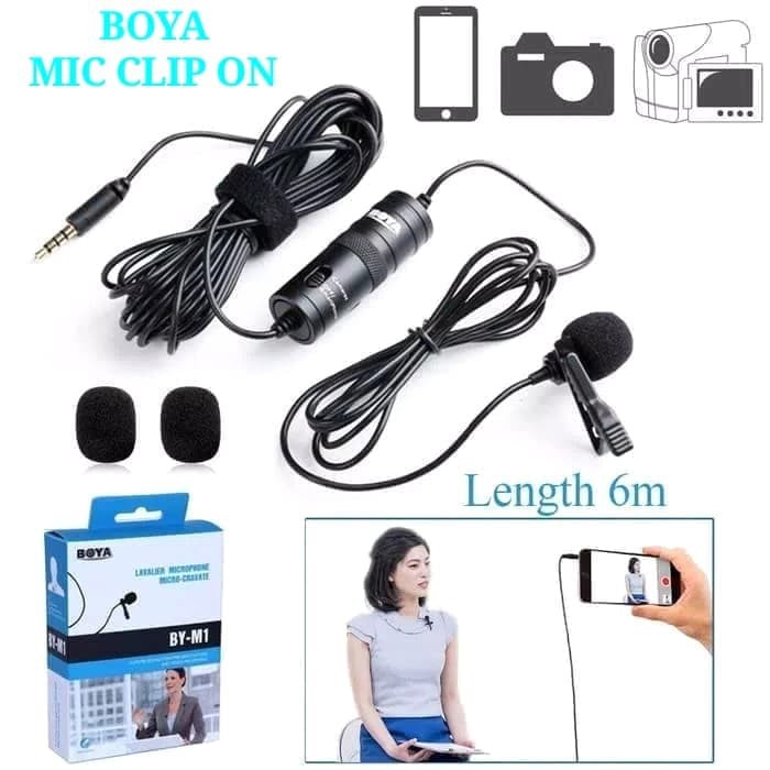 Microphone Mic Clip On BOYA BY M1 for DSLR Smartphone Camcorders PC