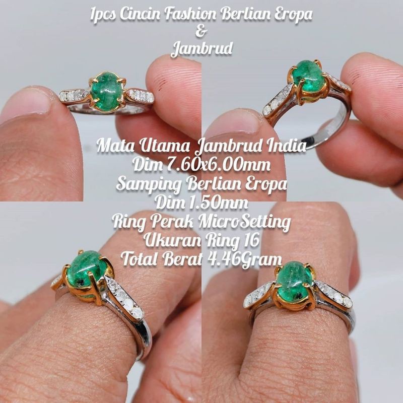 cincin zamrud wanita tabur berlian asli natural bkn batu akik bacan katilayu wulung giok safir ruby