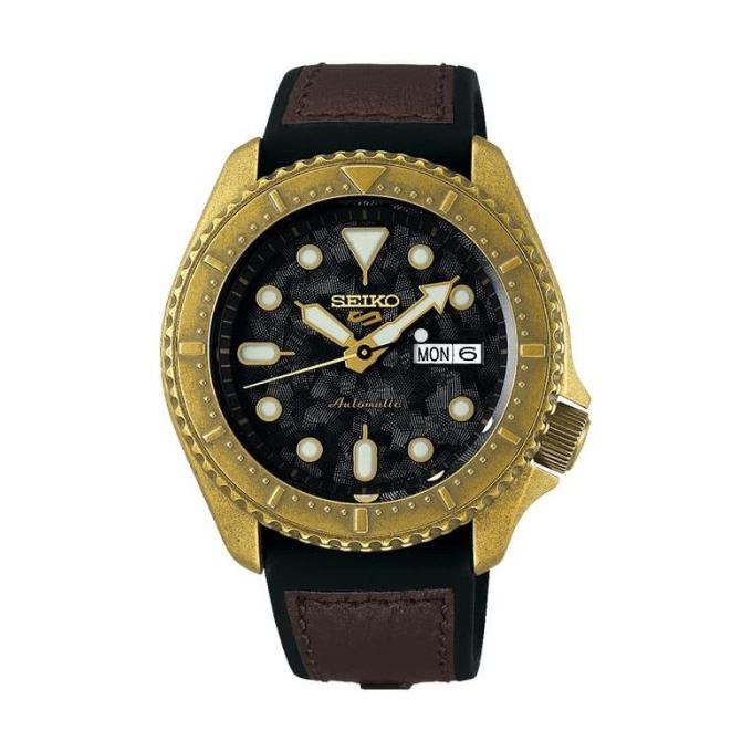 Seiko 5 Sports SRPE80K1 Black Dial Brown Polyurethane Strap Termurah
