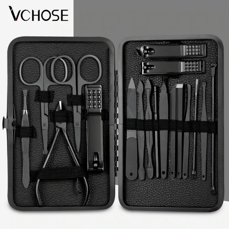 Set Perlengkapan Manicure Pedicure Cutters Nail Clipper Vchose 18 Pcs Som020