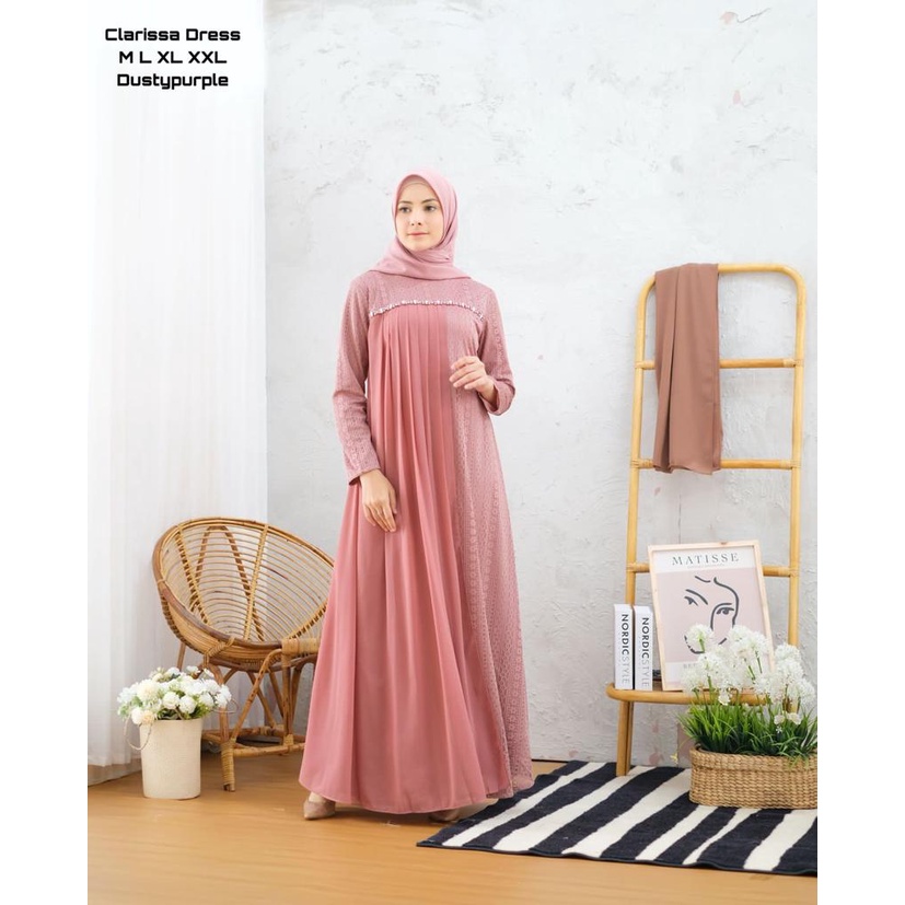 Permata Olshop / Clarissa Dress NF / Kebaya Gamis Modern / Kebaya Bridesmaid / Kebaya Wisuda / Gamis Brukat