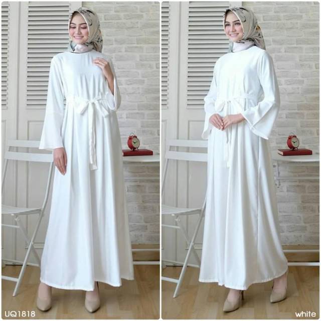 GAMIS SLEEVE WHITE FIT TO L GAMIS WANITA ORI DRESS MUSLIM REALPICT GAMIS TRENDY TERBARU GAMIS MODIS