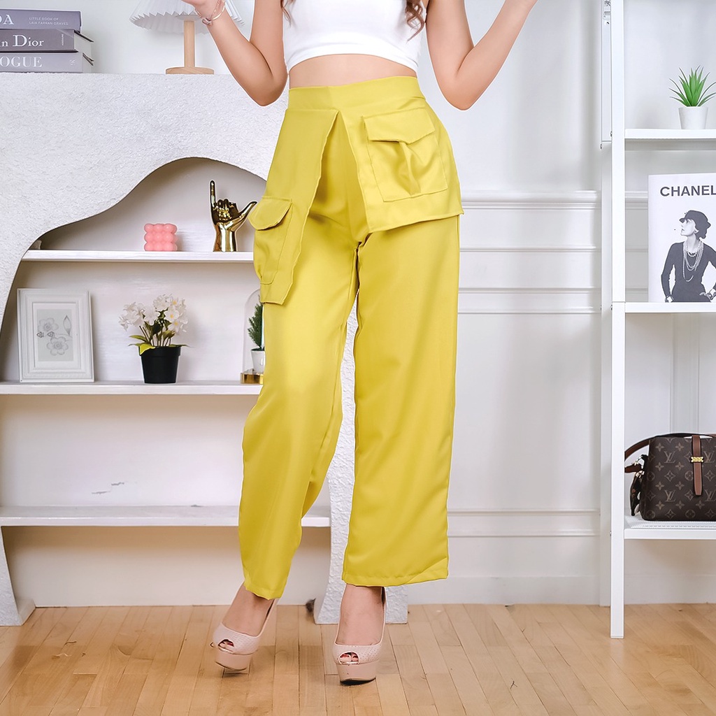 BEFAST - ZEC Celana Panjang EMJUYA / ⭐️PREMIUM SAKURA⭐️ Bess Palazo Pocket Pants / Celana Kekiniaan Remaja Wanita / Celana Selebgram Trendy / Celana Polos Casual / Keluaran Terbaru 2022 / Celana Hits 2022